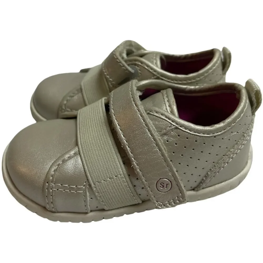 Stride Rite Memory Foam SRT Riley Beige Leather Sneakers Toddler Size 4.5